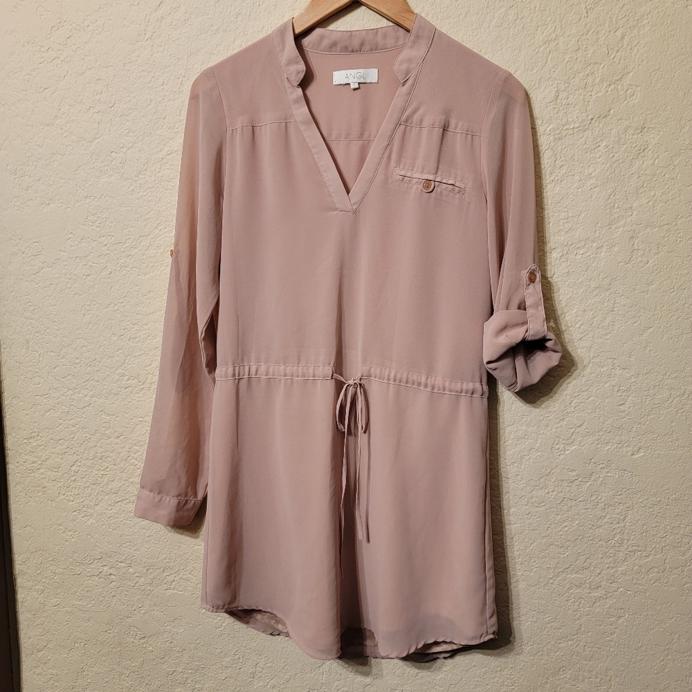 ANGL Blush Shirt Dress Sz S